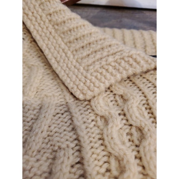 Vintage St. Crone Irish wool cardigan fisherman shawl Aran sweater Medium - Picture 6 of 6